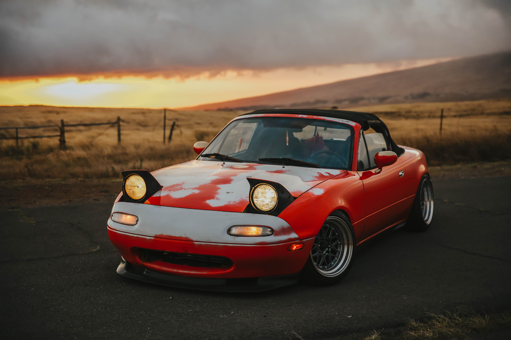 JDM drift car in rustic Waimea